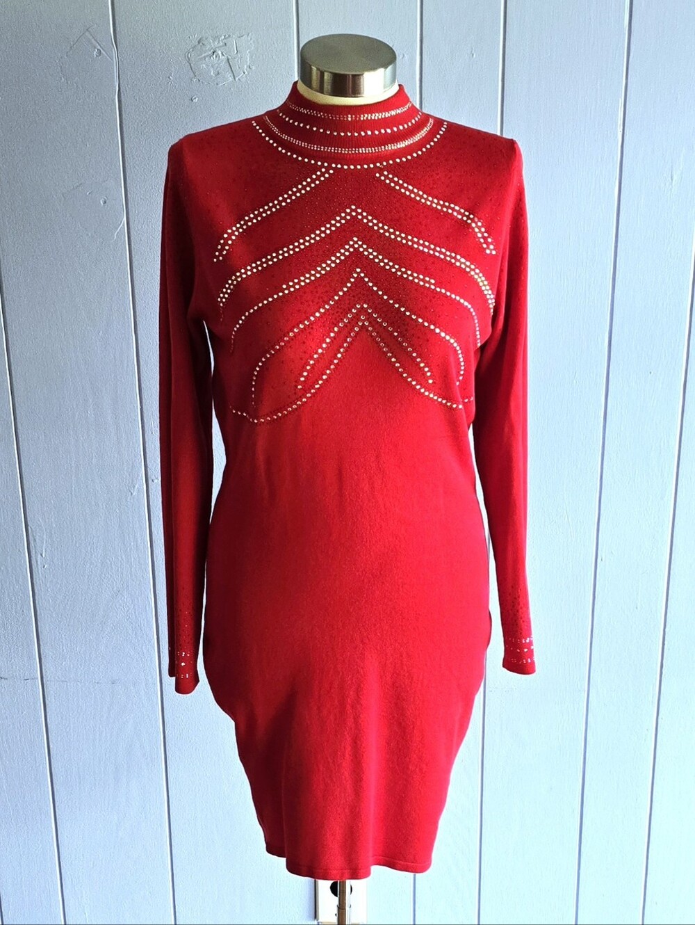 say what Womens Red Studded Accents Dress Sweater